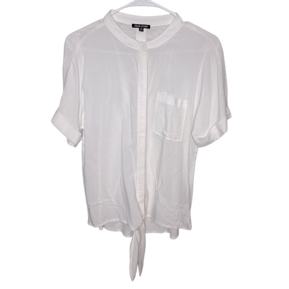 DEAR JOHN Women's Button Front White Tie Front Top Size XS - Picture 1 of 6